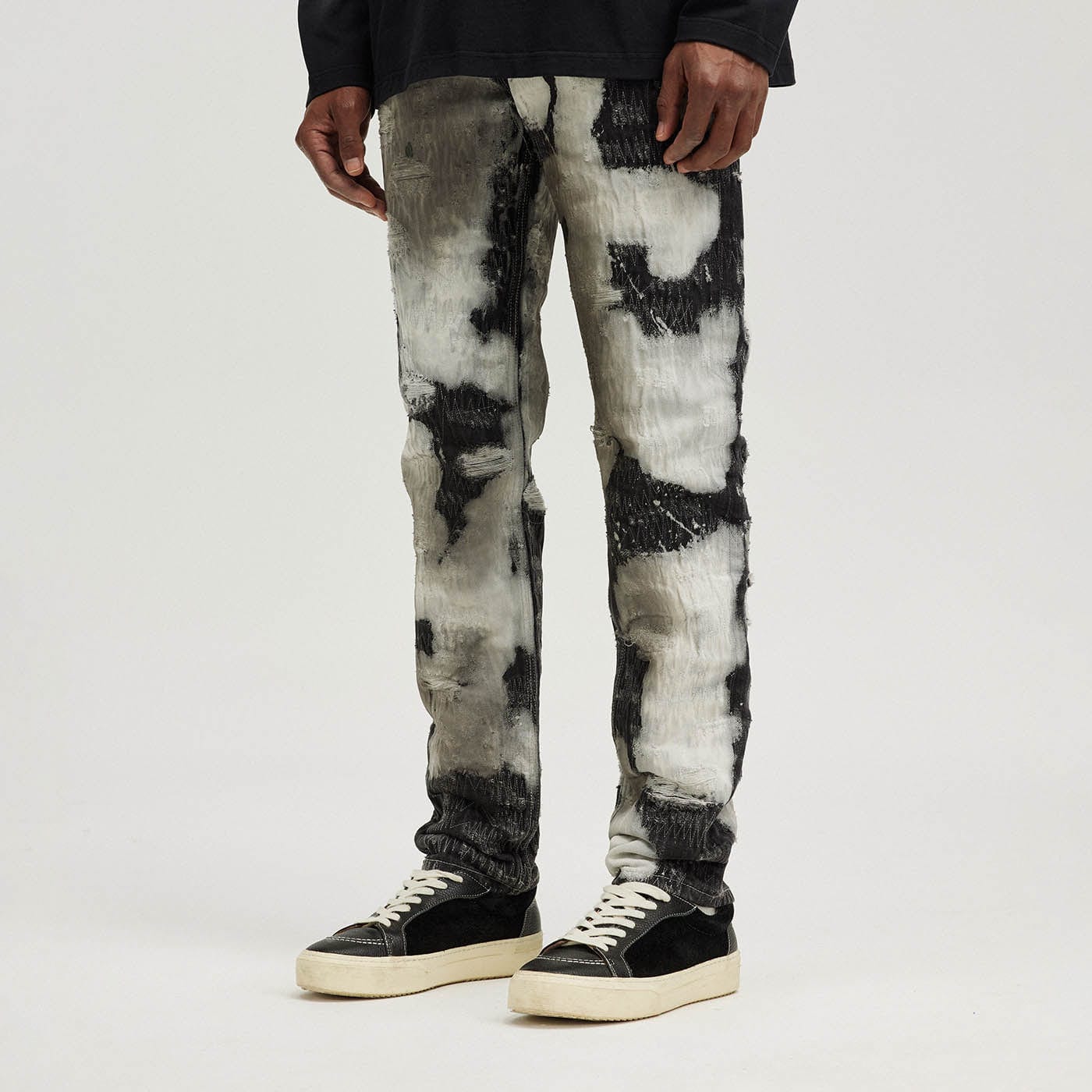 BONELESS Distressed Stitches Jeans-Jeans-S-Free Shipping Leatheretro