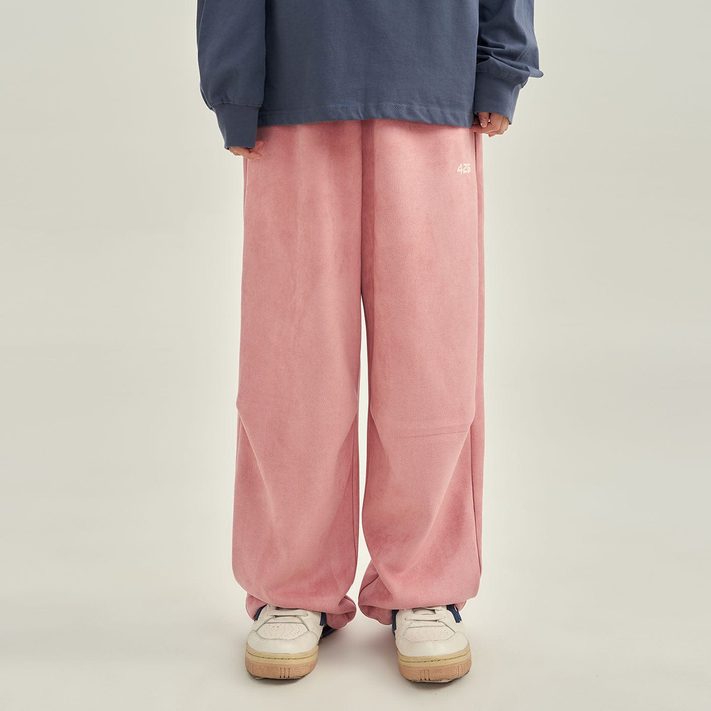 F426 Faux Suede Oversized Crease Pants-Pants-S-Beige-Free Shipping Leatheretro