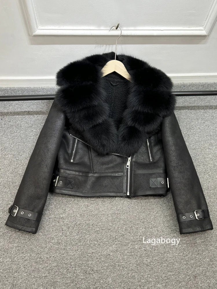 Fashion Winter Women Faux Fur Leather Jacket Coats-Coats & Jackets-Brown Fur-XS-Free Shipping Leatheretro