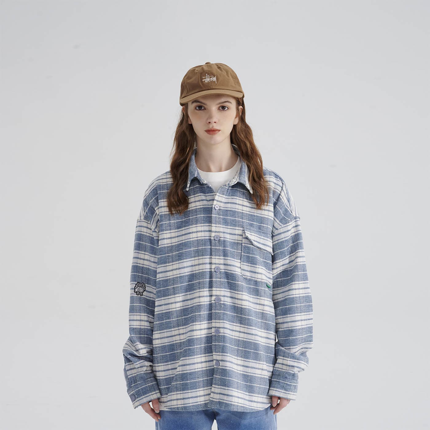 CONKLAB Flannel Plaid Shirt-Jacket-S-Blue-Free Shipping Leatheretro