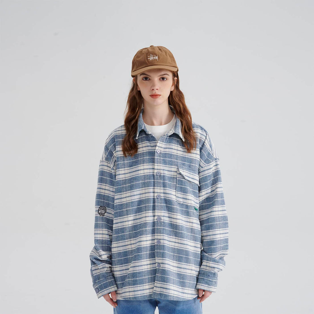 CONKLAB Flannel Plaid Shirt-Jacket-S-Blue-Free Shipping Leatheretro