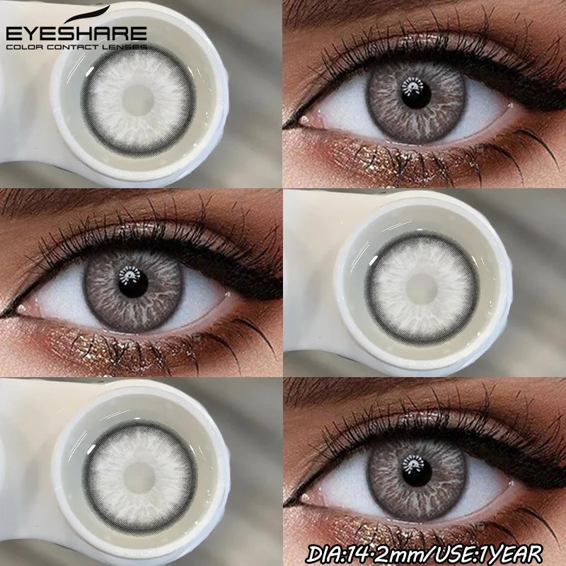 1Pair Fashion Colored Contact Lenses for Eyes Big Blue Eye Lens Natural Yearly Cosmetics Beauty Women Men Pupils-TURIN-GRAY-Free Shipping Leatheretro