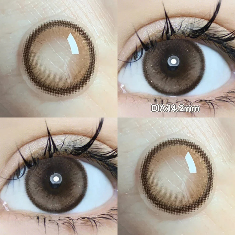 2pcs Natural Green Contact Lenses fo Eyes Beauty Color Pupils Makeup Color Eye Lenses Big Diameter Myopia Lenses-Berry Cookies-brown-0-Free Shipping Leatheretro