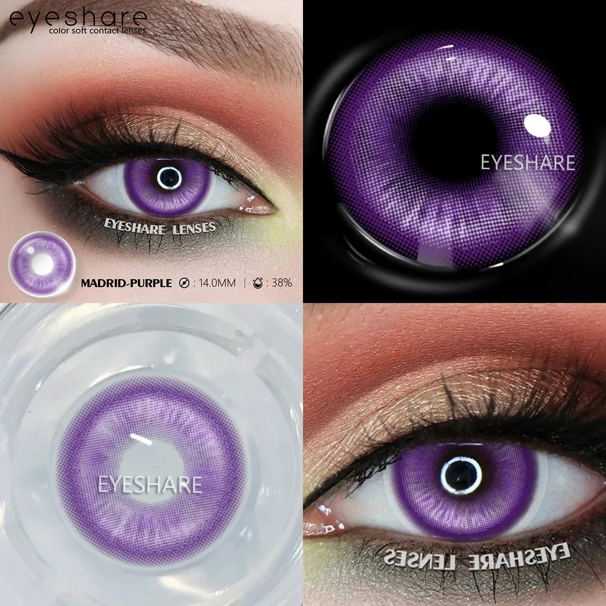 1Pair Halloween Cosplay Color Contact Lenses Eye Anime Lenses Color Contact Lenses Eye Color Lenses-MADRID-PURPLE-Free Shipping Leatheretro
