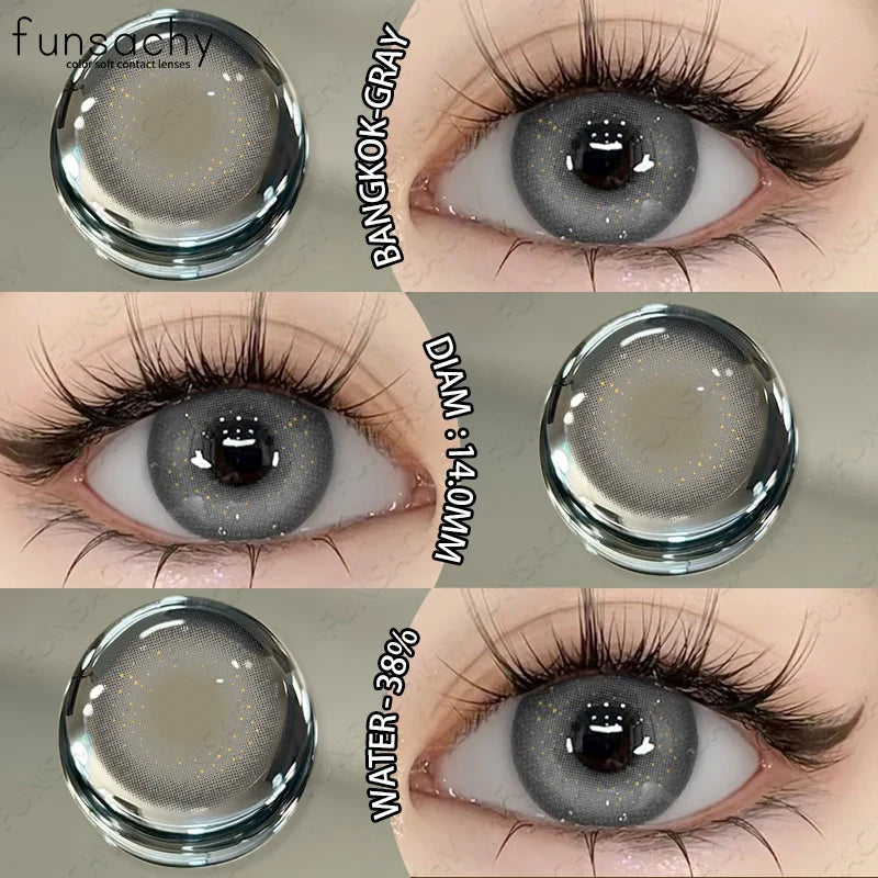 2PCS Colored Eye Lenses Brown Colorcon Contact Lenses Grey High Quality Natural Pupils Blue Cosmetic Beauty Lens Yearly