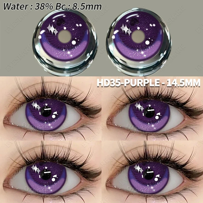Colored Contact Lenses 2pcs Purple Contact Lenses Anime Cosplay Contact Eye Lenses Halloween Beauty Makeup Color Lens-HD35-PURPLE-China Mainland-Free Shipping Leatheretro