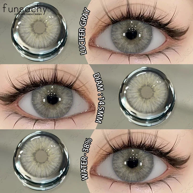 2PCS Colored Eye Lenses Brown Colorcon Contact Lenses Grey High Quality Natural Pupils Blue Cosmetic Beauty Lens Yearly