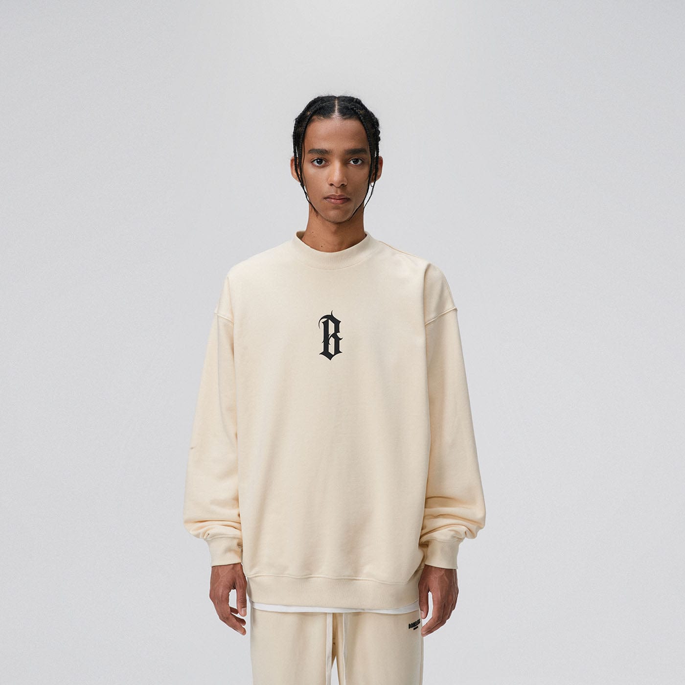 BONELESS Gothic LOGO Sweatshirt-Sweatshirt-S-Beige-Free Shipping Leatheretro