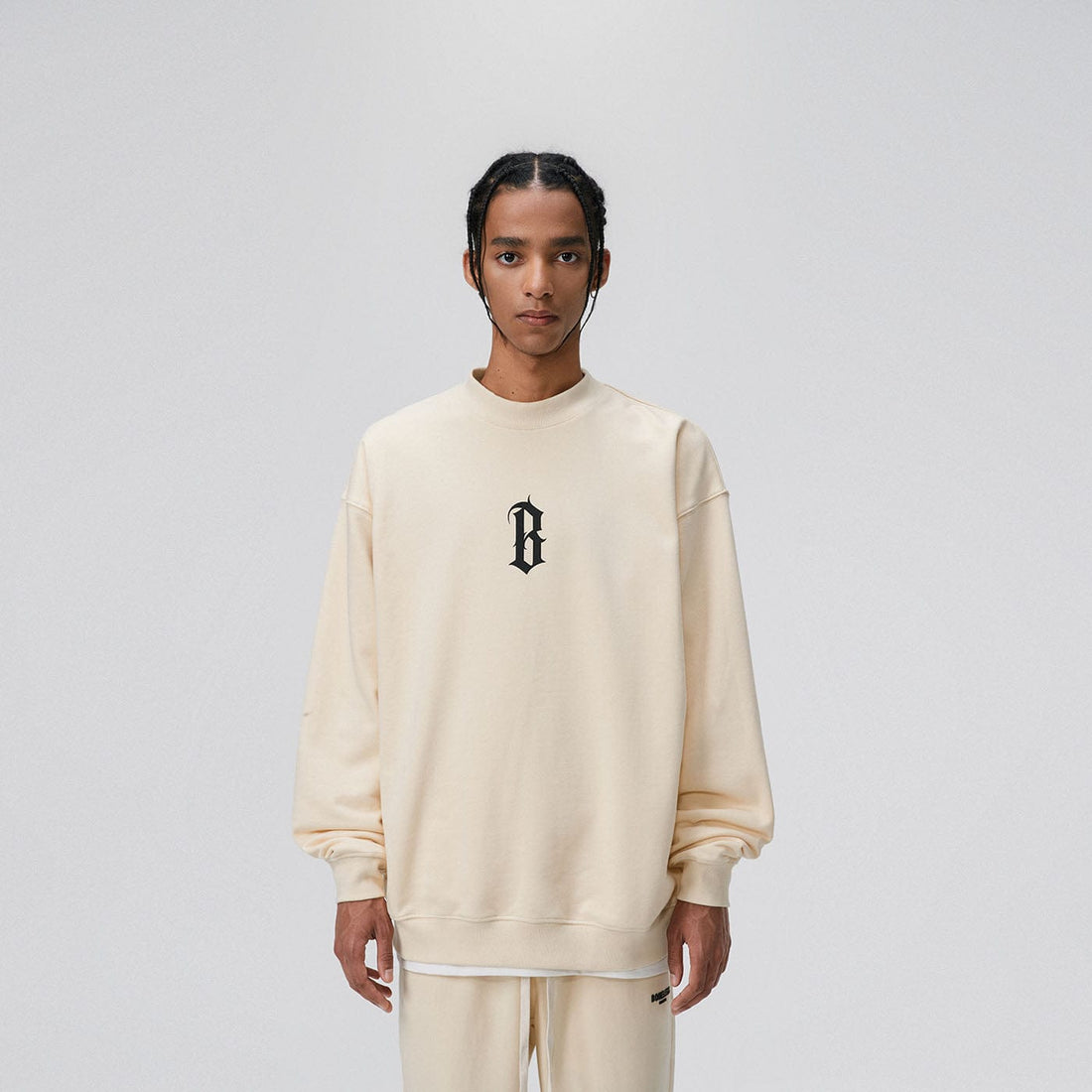 BONELESS Gothic LOGO Sweatshirt-Sweatshirt-S-Beige-Free Shipping Leatheretro