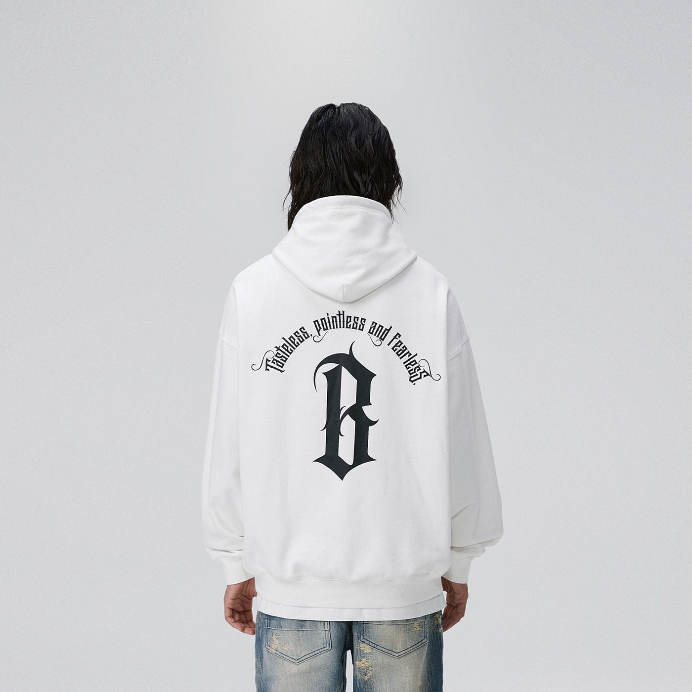 BONELESS Gothic Slogan Hoodie-Hoodie-S-Blue-Free Shipping Leatheretro