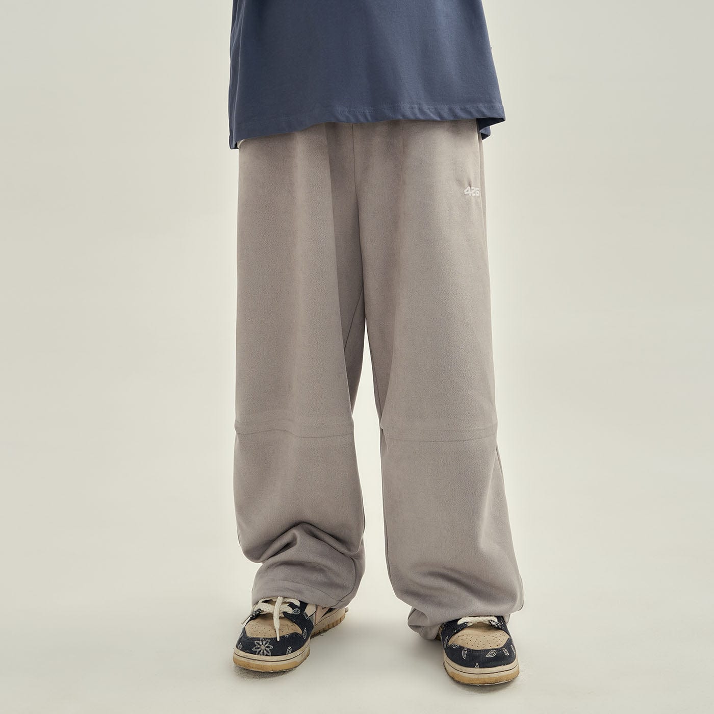 F426 Faux Suede Oversized Crease Pants-Pants-S-Beige-Free Shipping Leatheretro