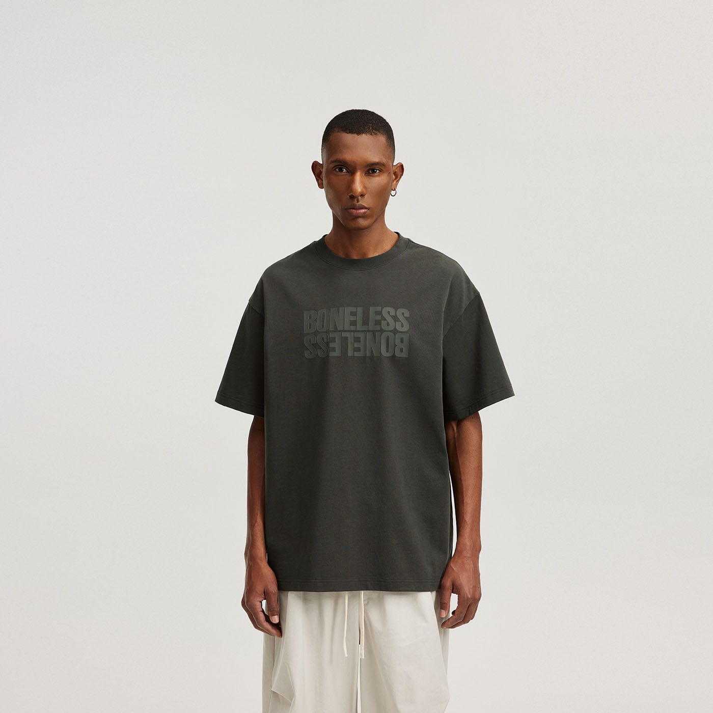 BONELESS Reversed LOGO T-Shirt-T Shirt-S-Black-Free Shipping Leatheretro