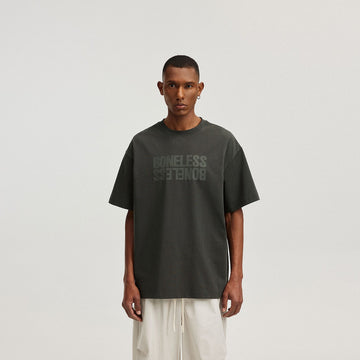 BONELESS Reversed LOGO T-Shirt-T Shirt-S-Black-Free Shipping Leatheretro