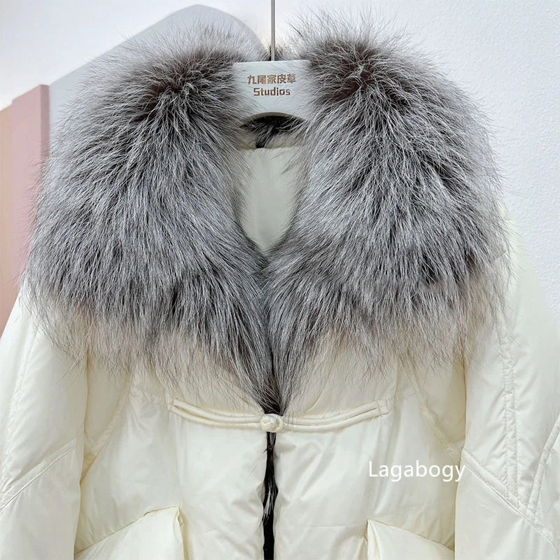 Winter Women Faux Fur Collar Short Down Coat-Coats & Jackets-Khaki-S-Free Shipping Leatheretro