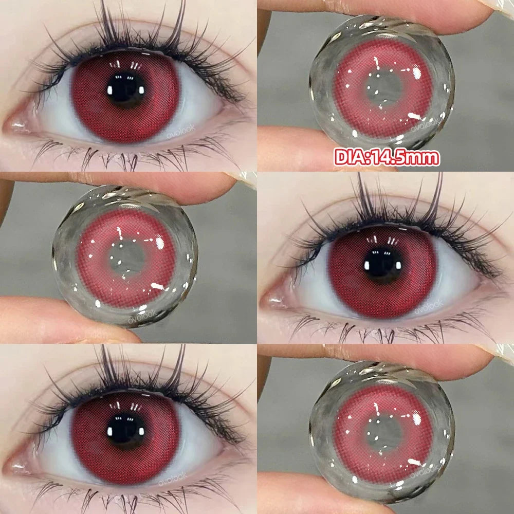 2pcs/pair Cyber Series Halloween Colored Contact Lenses for Makeup Eyes Big Pupils Red Contact Lenses Brown Lens Myopia