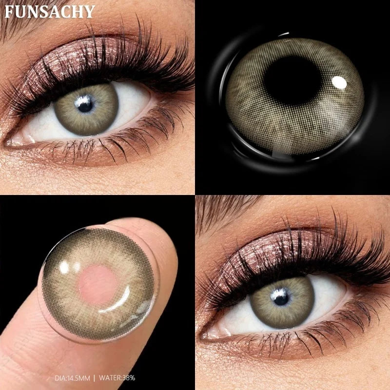 1 Pair Gray Color Contact Lenses for Eyes Natural Brown Blue Lenses Green Eye Contacts Beauty Cosmetic Pupils Yearly-MARGARET-BROWN-0-Free Shipping Leatheretro