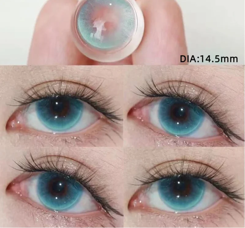 2pcs Color Contact Lenses Pupil Blue Nature High Quality Myopic  Lens Green  Eyes Beauty Makeup Lens Yearly Free Delivery