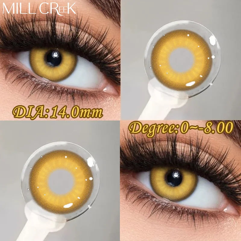 1 Pair Colorful Contact Lenses for Eyes Gold Eye Anime Cosplay Lenses With Prescription Myopia Lenses Green Iris Lens-Dawn Gold-0-Free Shipping Leatheretro