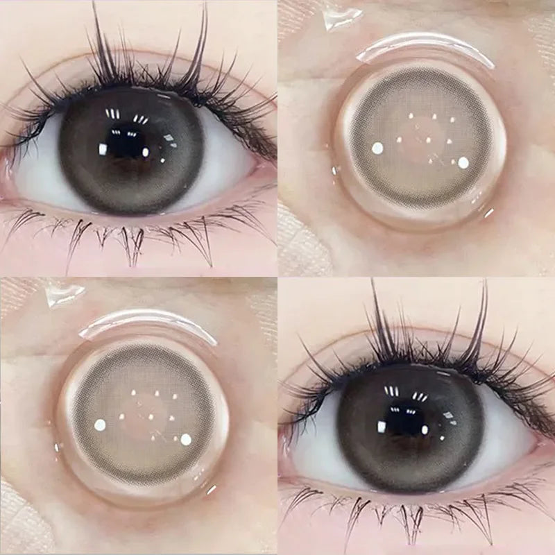 1Pair Grey Contact Lenses for Eyes Colored Lenses Beauty Pupils Soft Lens Make up Fashion Lenses Yearly Use Fast Shipping-Cream Gray-4.25-Free Shipping Leatheretro