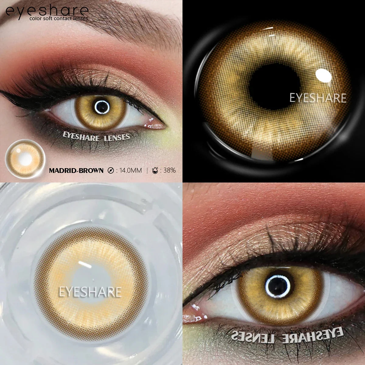1Pair Halloween Cosplay Color Contact Lenses Eye Anime Lenses Color Contact Lenses Eye Color Lenses-MADRID-BROWN-Free Shipping Leatheretro