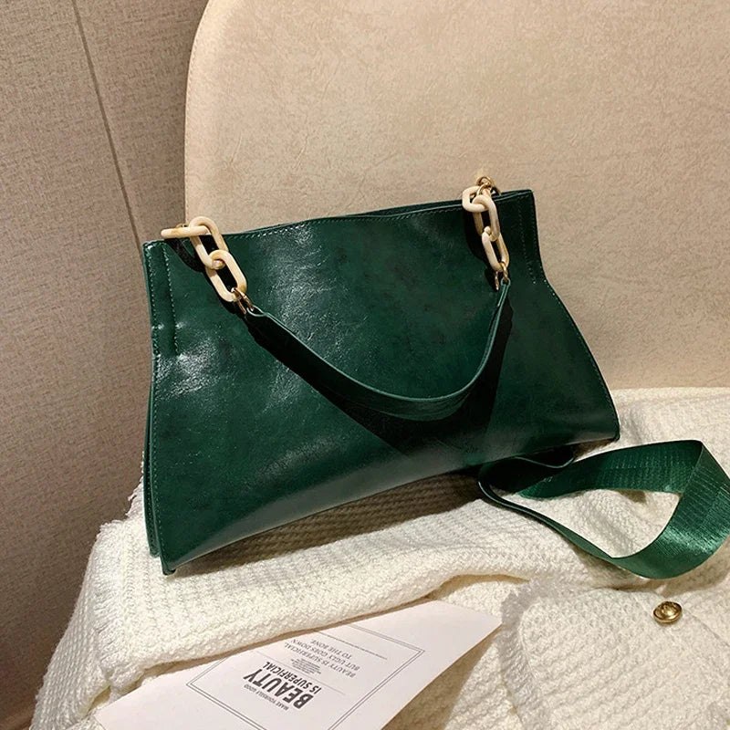 Stylish Women's Shoulder Bag - Soft Synthetic Leather Crossbody Bag-Handbags-Dark Green-Free Shipping Leatheretro