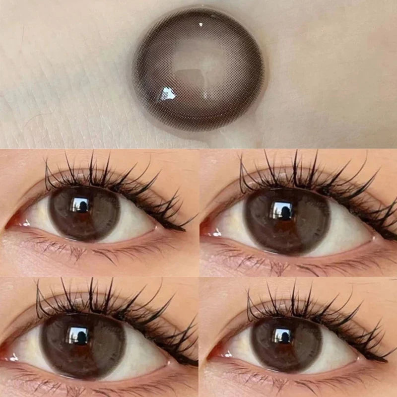 1 Pair New Eyes Contacts Lenses with Myopia Diopter Eyes Colored Lens Makeup Beauty Pupil Annual Use Fast Shipping-Highlight coffee-0-China Mainland-Free Shipping Leatheretro