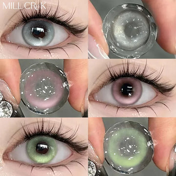 1Pair Color Contact Lenses with Myopia Green Lenses for Eye Gray Lenses Pink Contact Lenses Korean Lens Colorful Lens-Sunshine Green-0-Free Shipping Leatheretro