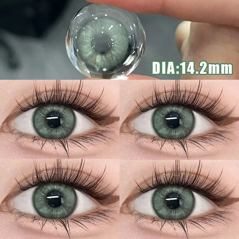 2pcs Color Contact Lenses Pupil Blue Nature High Quality Myopic  Lens Green  Eyes Beauty Makeup Lens Yearly Free Delivery