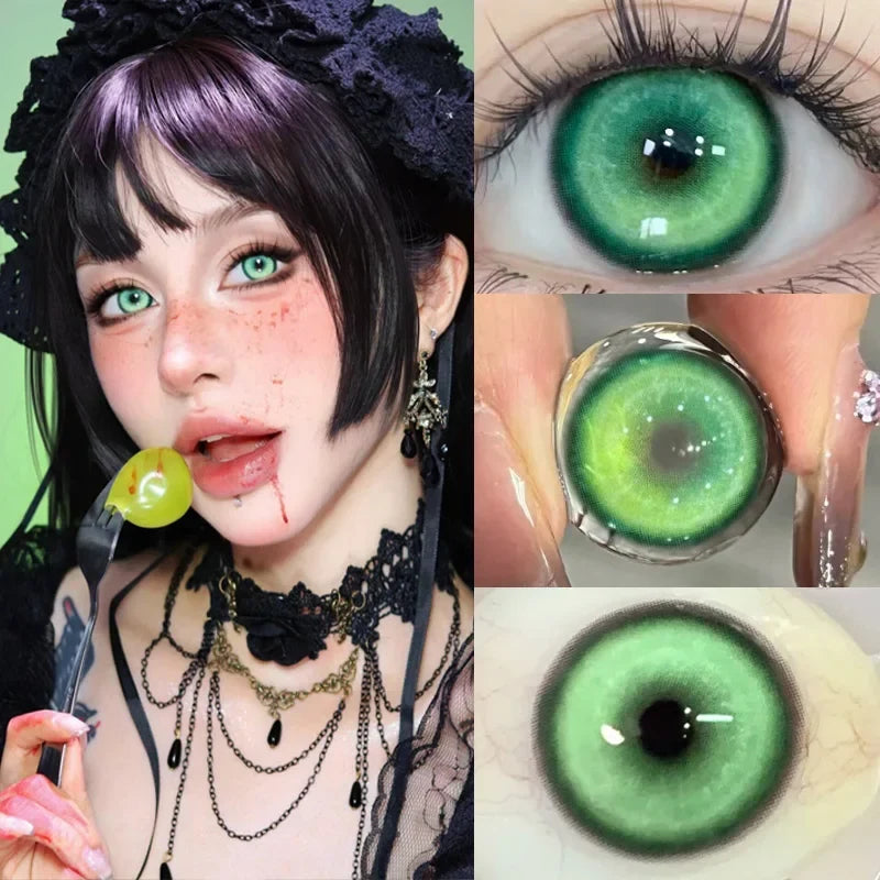 2Pcs Halloween Cosplay Color Contact Lenses for Eyes with Degree Cosmetic Lens Green Eyes Makeup Soft Blue Beauty Pupil-Koi Tail Butterfly-5.50-Free Shipping Leatheretro