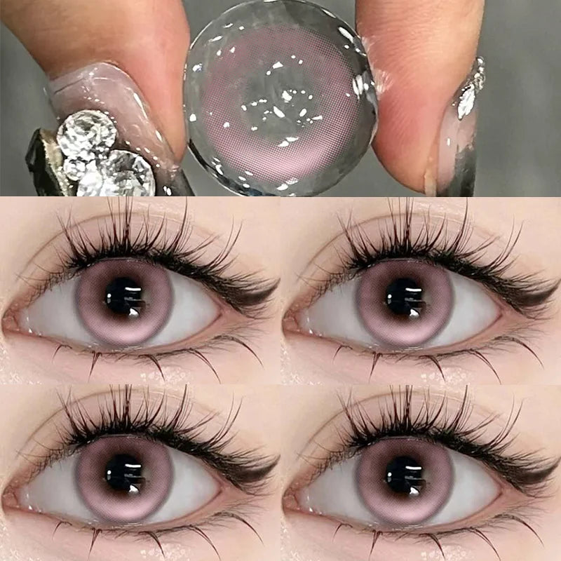1Pair Color Contact Lenses with Myopia Green Lenses for Eye Gray Lenses Pink Contact Lenses Korean Lens Colorful Lens-Pink Lake-0-Free Shipping Leatheretro
