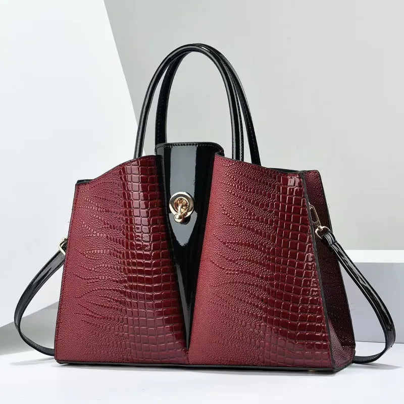 Luxury Designer Ladies Shopper Messenger Bags-Handbags-Wine Red-Free Shipping Leatheretro