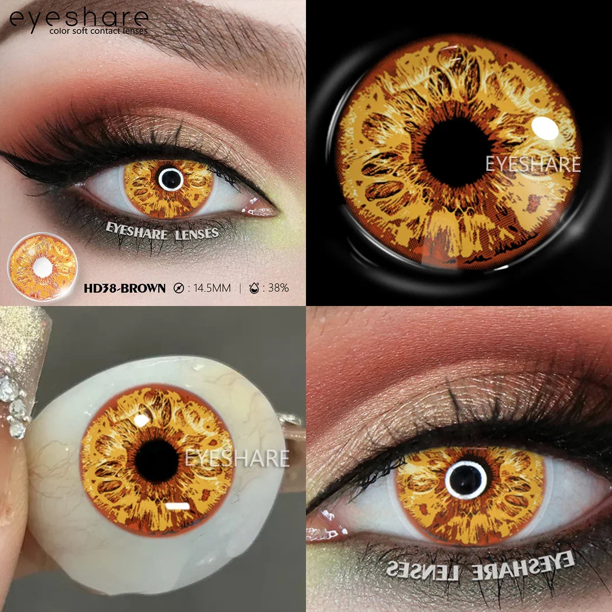 1Pair Halloween Cosplay Color Contact Lenses Eye Anime Lenses Color Contact Lenses Eye Color Lenses-HD38-YELLOW-Free Shipping Leatheretro