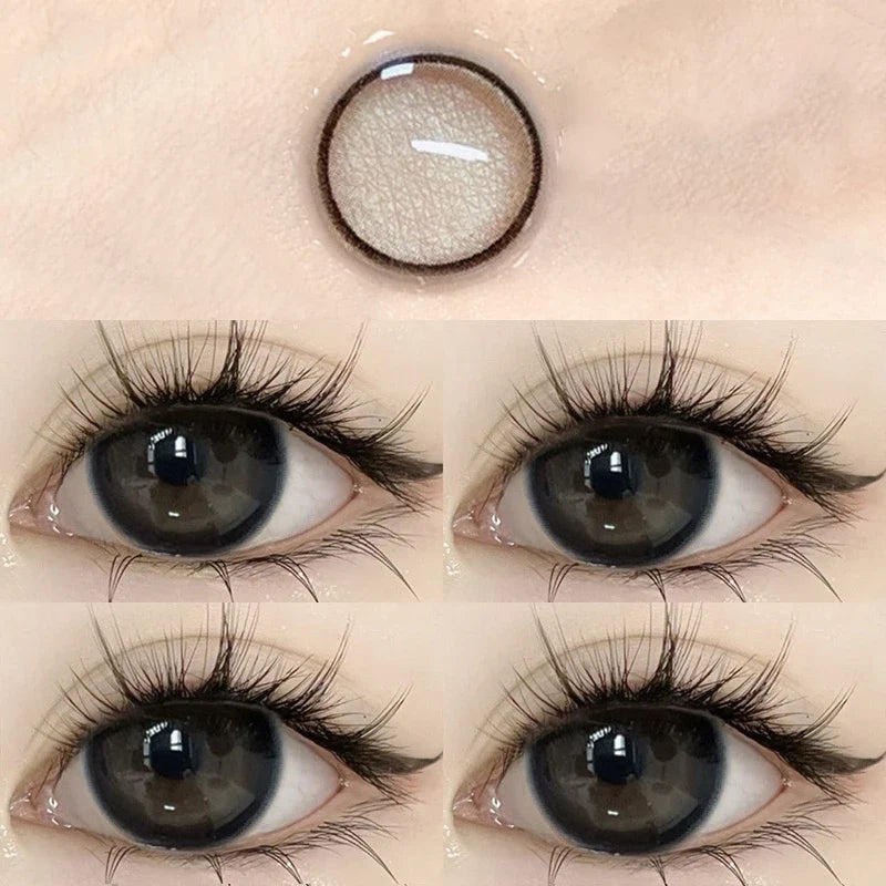 2pcs Yearly Contacts Lences Myopia Beautiful Big Black Eye Colored Contact Lenses Color With Prescription Myopic Lens