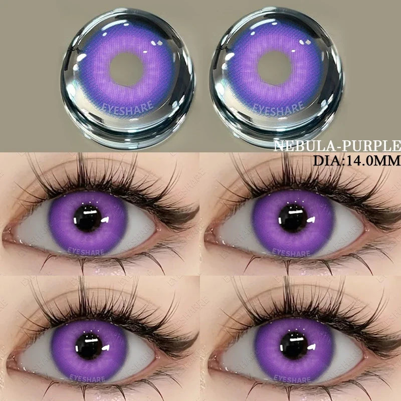 Colored Contact Lenses 2pcs Purple Contact Lenses Anime Cosplay Contact Eye Lenses Halloween Beauty Makeup Color Lens-NEBULA-PURPLE-China Mainland-Free Shipping Leatheretro