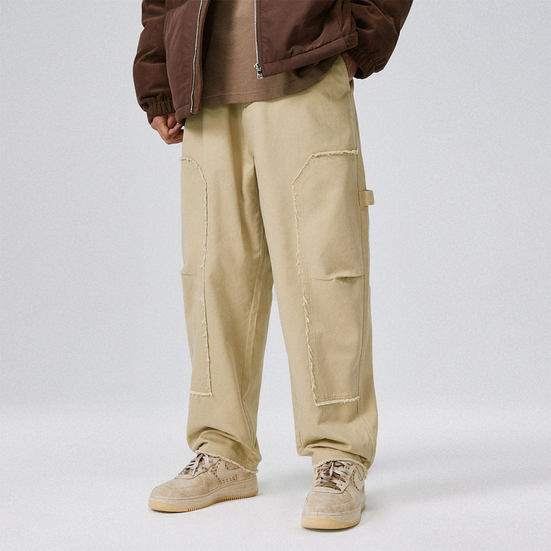 BONELESS Raw Edge Lumber Pants-Pants-S-Apricot-Free Shipping Leatheretro