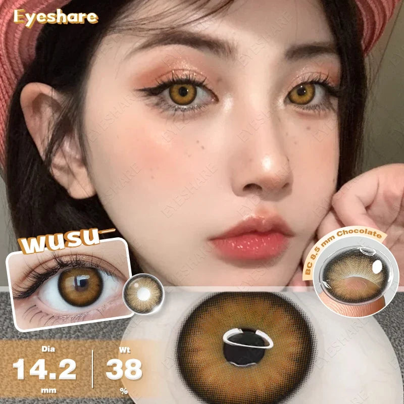2pcs Color Contact Lens for Eyes Chocolate Makeup Lens Natural Blue Gray Eyes Contact Brown Beauty Lenses Green Contact