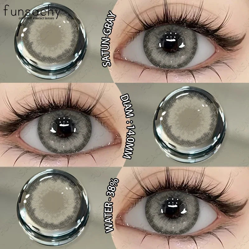 2PCS Colored Eye Lenses Brown Colorcon Contact Lenses Grey High Quality Natural Pupils Blue Cosmetic Beauty Lens Yearly