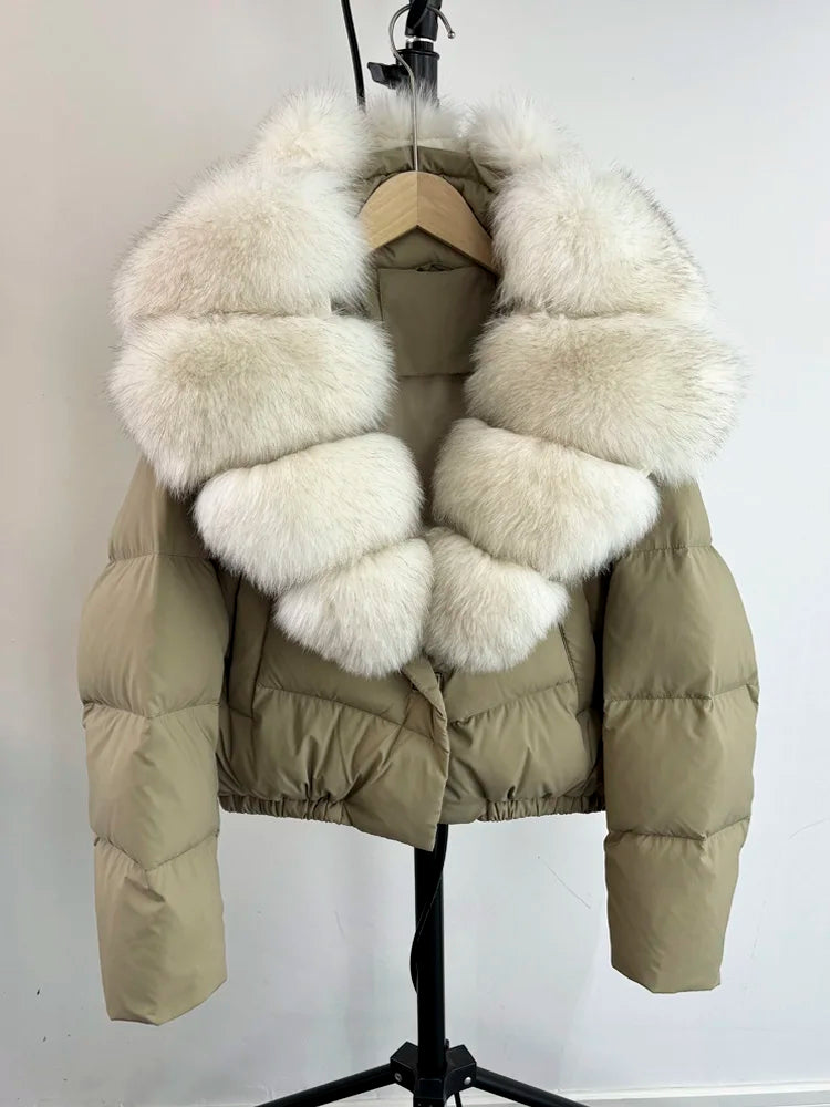 Women Fur Collar Winter Women Puffer Jacket Duck Down Jackets Coats-Coats & Jackets-Green 1-S-Free Shipping Leatheretro