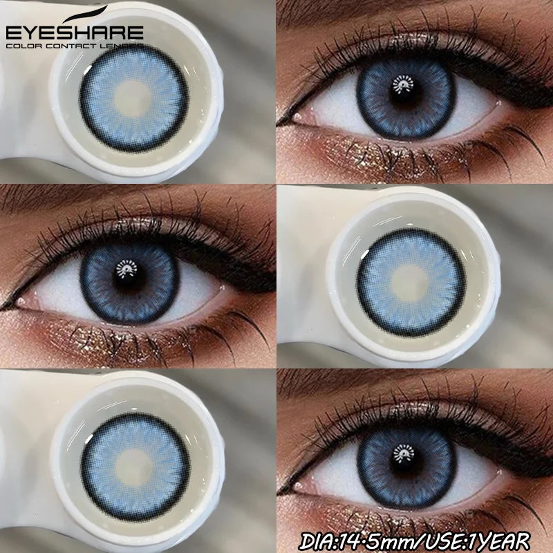 1Pair Fashion Colored Contact Lenses for Eyes Big Blue Eye Lens Natural Yearly Cosmetics Beauty Women Men Pupils-DIAMOND-BLUE-Free Shipping Leatheretro