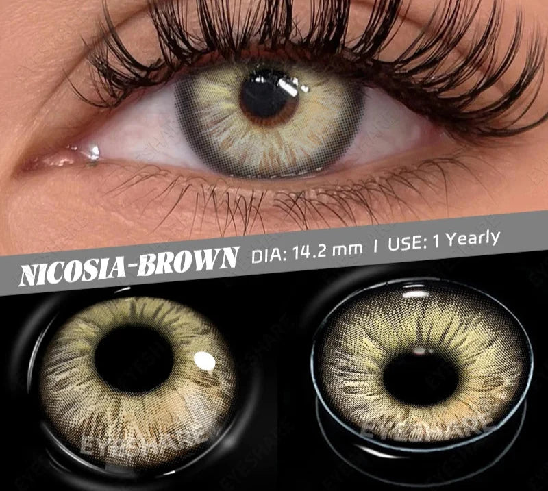 2pcs Color Contact Lens for Eyes Chocolate Makeup Lens Natural Blue Gray Eyes Contact Brown Beauty Lenses Green Contact