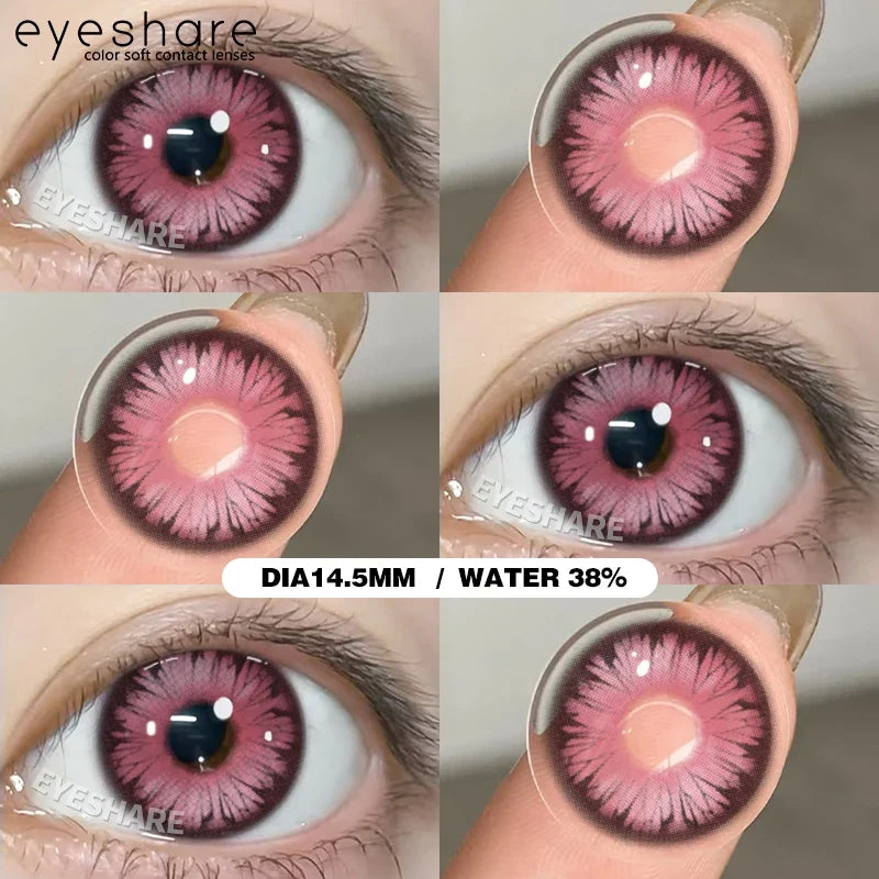 Contact Lenses 14.5mm 1Pair for Anime accessories for eyes Cosplay Color contact Lenses Halloween Eye Contacts yearly use-MONTREUX-PINK-Free Shipping Leatheretro