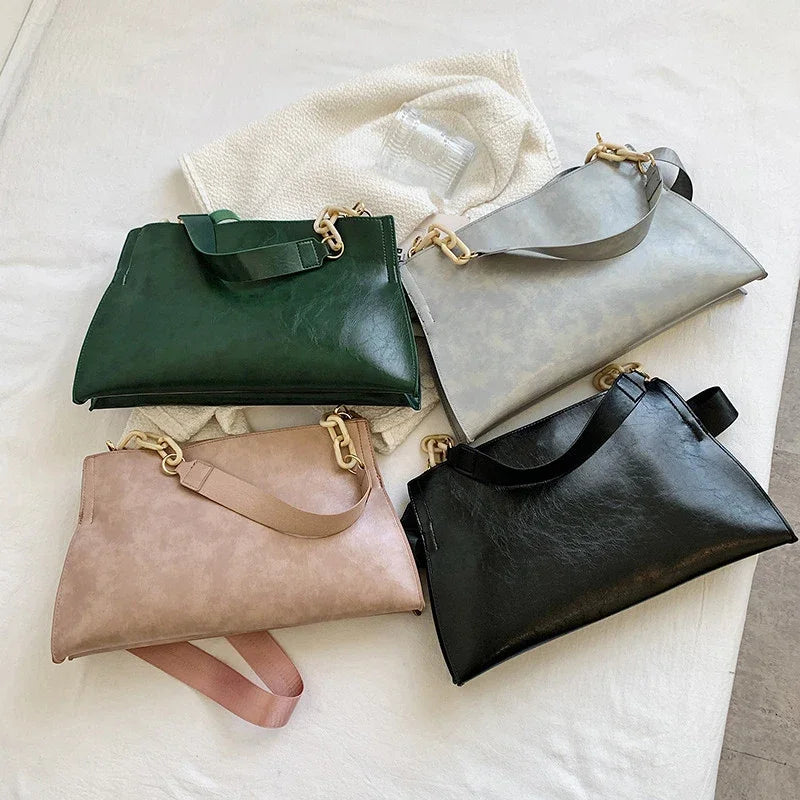 Stylish Women's Shoulder Bag - Soft Synthetic Leather Crossbody Bag-Handbags-Dark Green-Free Shipping Leatheretro