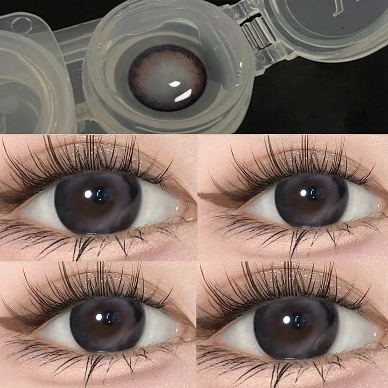 2pcs Yearly Contacts Lences Myopia Beautiful Big Black Eye Colored Contact Lenses Color With Prescription Myopic Lens