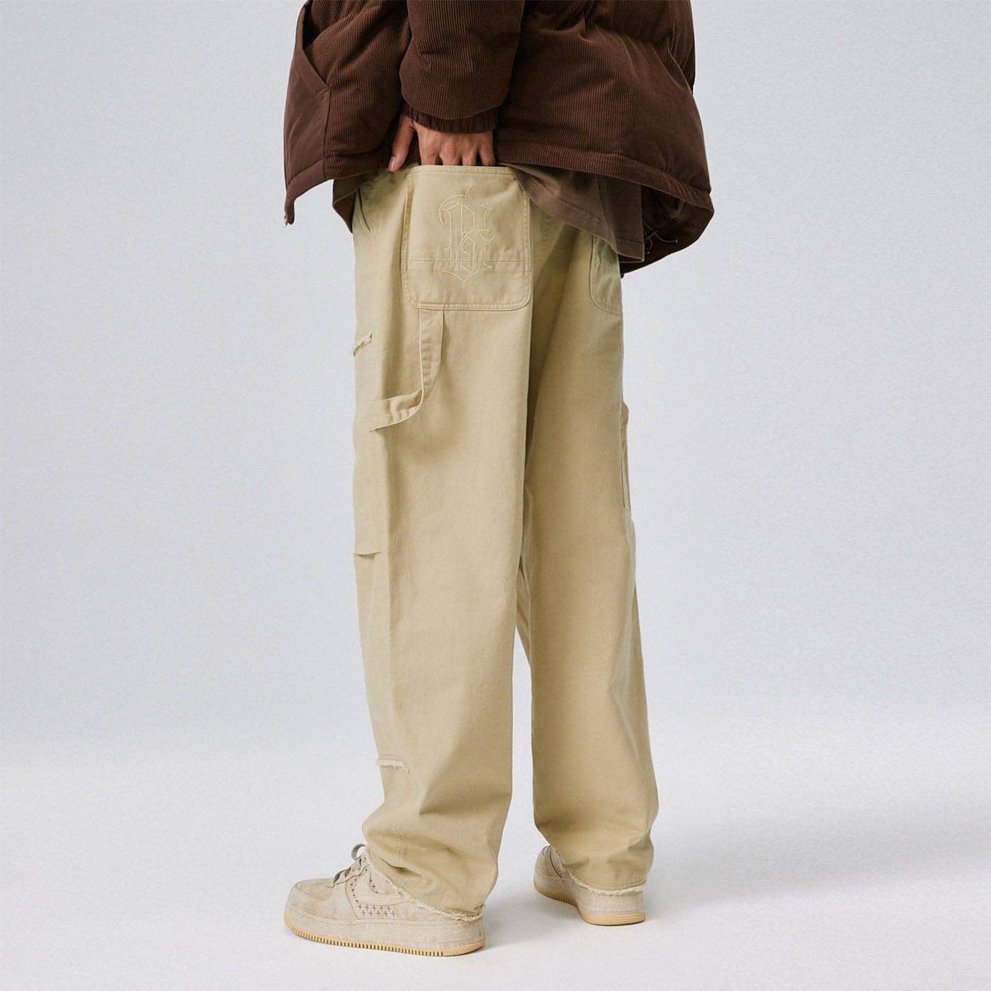 BONELESS Raw Edge Lumber Pants-Pants-S-Apricot-Free Shipping Leatheretro