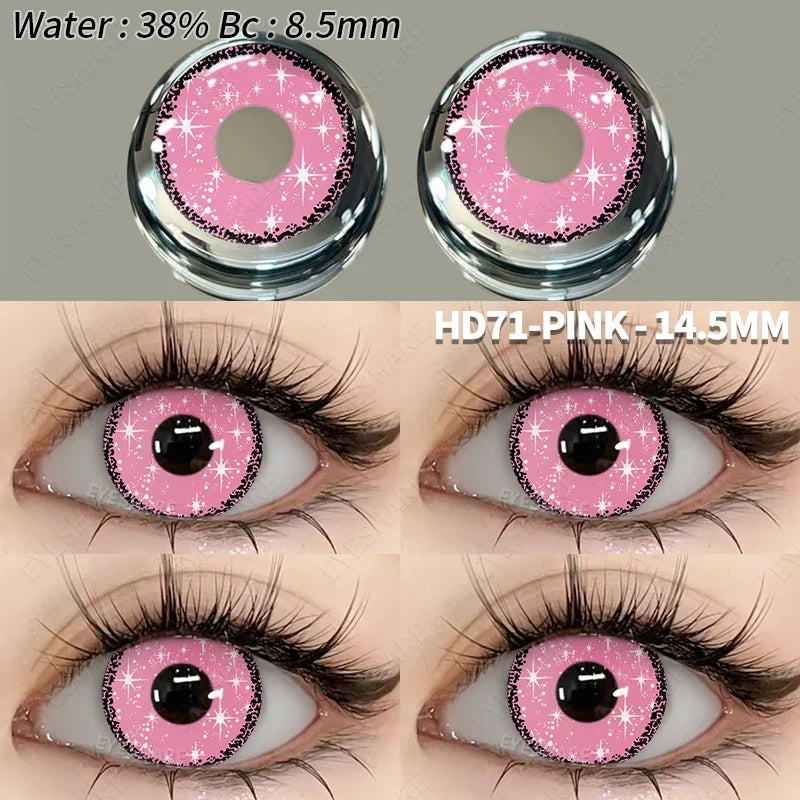 Colored Contact Lenses 2pcs Purple Contact Lenses Anime Cosplay Contact Eye Lenses Halloween Beauty Makeup Color Lens-HD71-PINK-China Mainland-Free Shipping Leatheretro