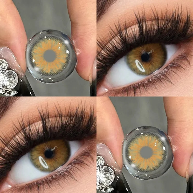 1 Pair Colorful Contact Lenses for Eyes Gold Eye Anime Cosplay Lenses With Prescription Myopia Lenses Green Iris Lens-cleopatra brown-0-Free Shipping Leatheretro