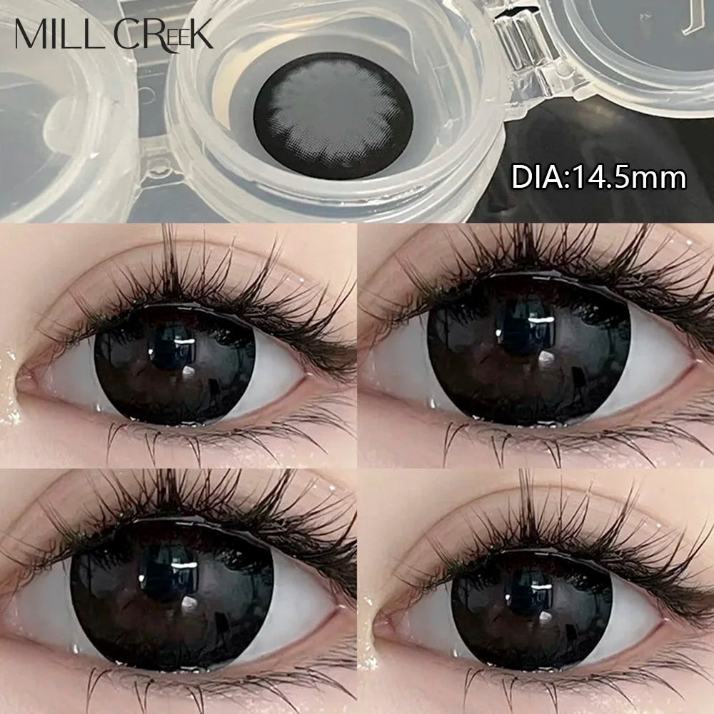 1 Pair New Eyes Contacts Lenses with Myopia Diopter Eyes Colored Lens Makeup Beauty Pupil Annual Use Fast Shipping-Big Eyes Black-0-China Mainland-Free Shipping Leatheretro