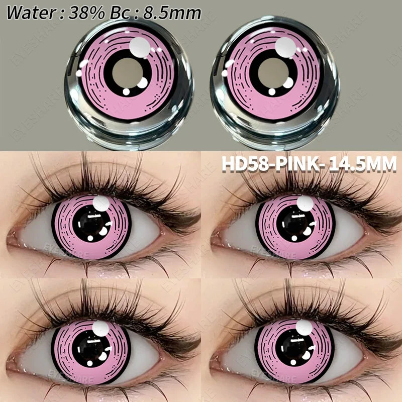 Colored Contact Lenses 2pcs Purple Contact Lenses Anime Cosplay Contact Eye Lenses Halloween Beauty Makeup Color Lens-HD58-Pink-China Mainland-Free Shipping Leatheretro