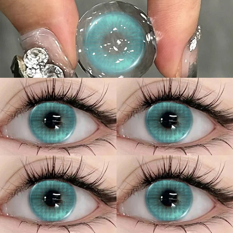 1Pair Color Contact Lenses with Myopia Green Lenses for Eye Gray Lenses Pink Contact Lenses Korean Lens Colorful Lens-Moon stone-0-Free Shipping Leatheretro