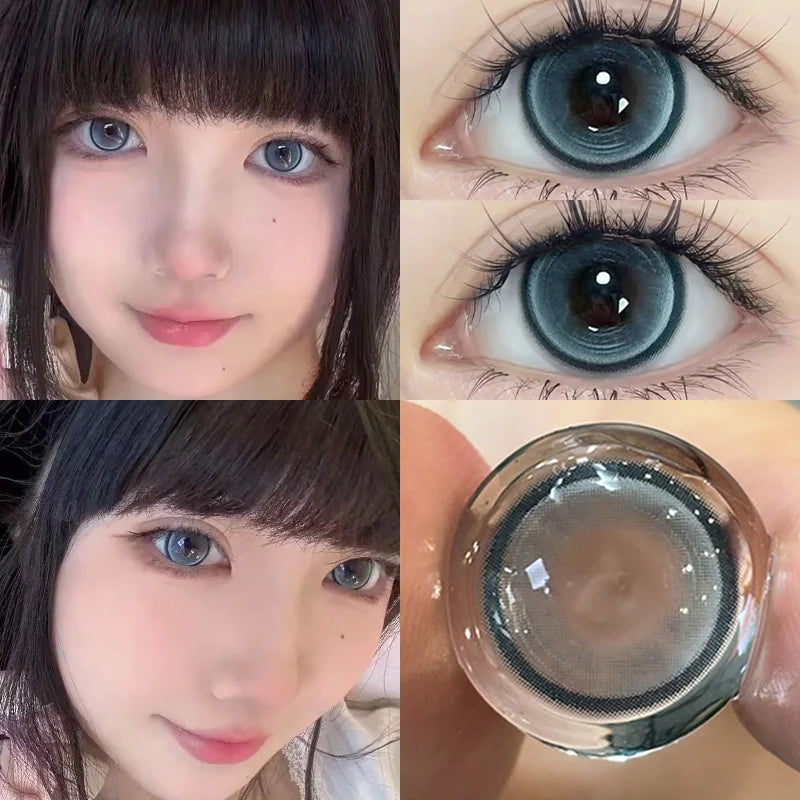 1 Pair High Quality Blue Lenses Colorld Contact Lenses with Degree 0.00 to- 8.00 Cosmetic Natural Eye Contacts Lenses-Glass Sea-6.00-Free Shipping Leatheretro